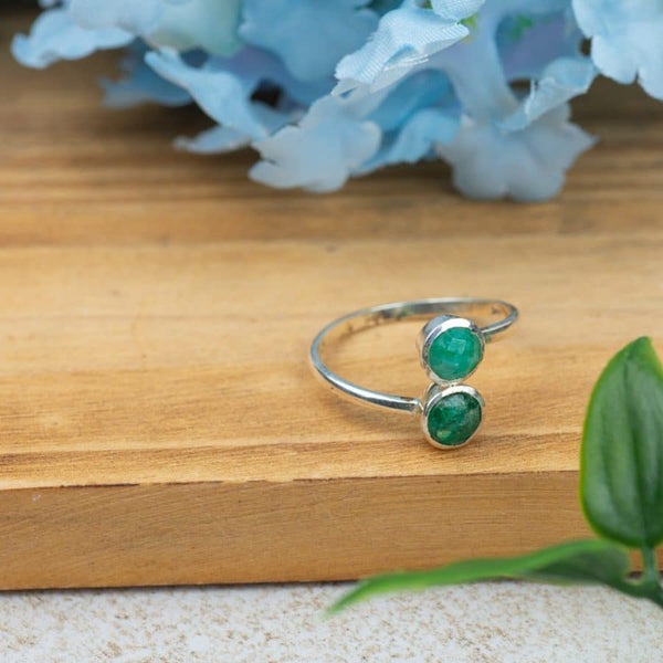 Geboortesteen Ring Smaragd Mei - 925 Zilver - Zilverkleurig