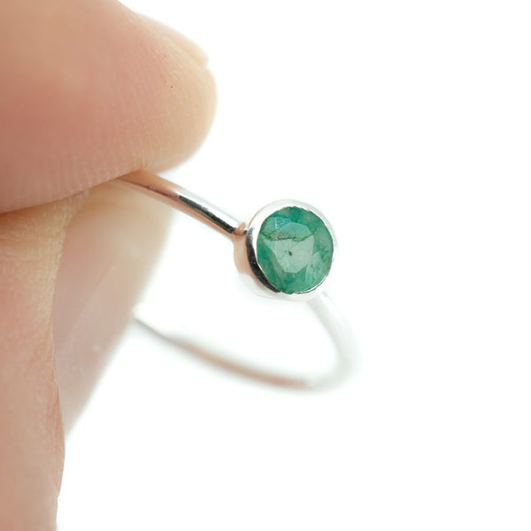 Geboortesteen Ring Smaragd Mei - 925 Zilver - Zilverkleurig (Maat 17)