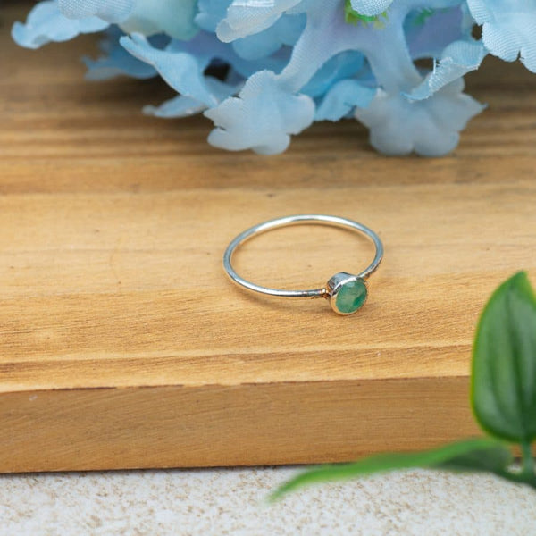 Geboortesteen Ring Smaragd Mei - 925 Zilver - Zilverkleurig (Maat 17)