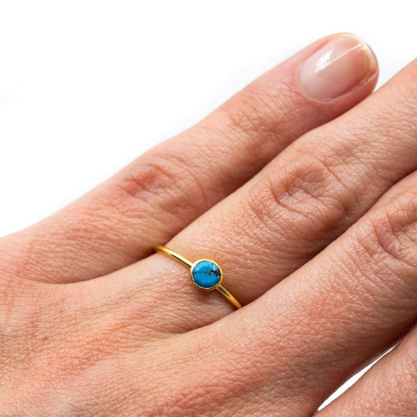 Geboortesteen Ring Turkoois December - 925 Zilver Verguld (Maat 17)