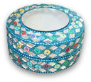 Glitter doosje 90 mm met spiegel blauw