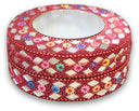 Glitter doosje 90 mm met spiegel rood