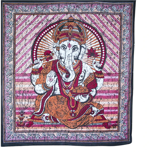Grand Foulard 018 - ganesha - bruin & bordeaux