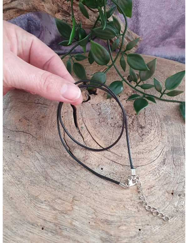 Halsketting Zwart Waskoord met Verlengketting