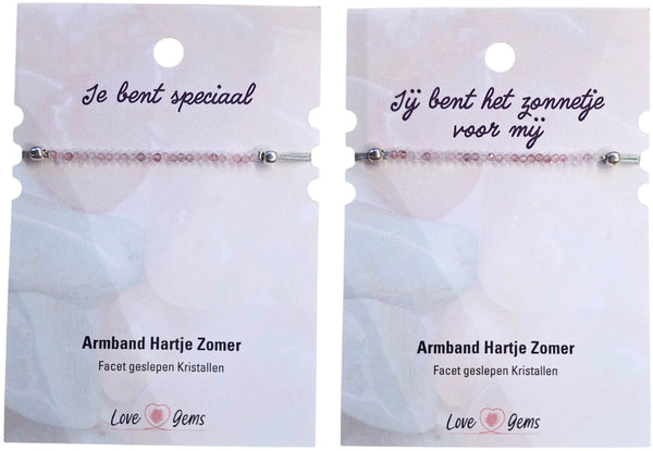 Hartje zomer armband Aardbeienkwarts - Moederdag