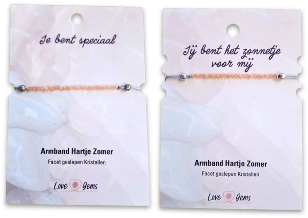Hartje zomer armband Aventurijn perzik - Moederdag
