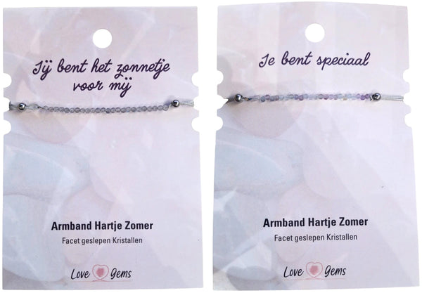 Hartje zomer armband Fluoriet regenboog - Moederdag