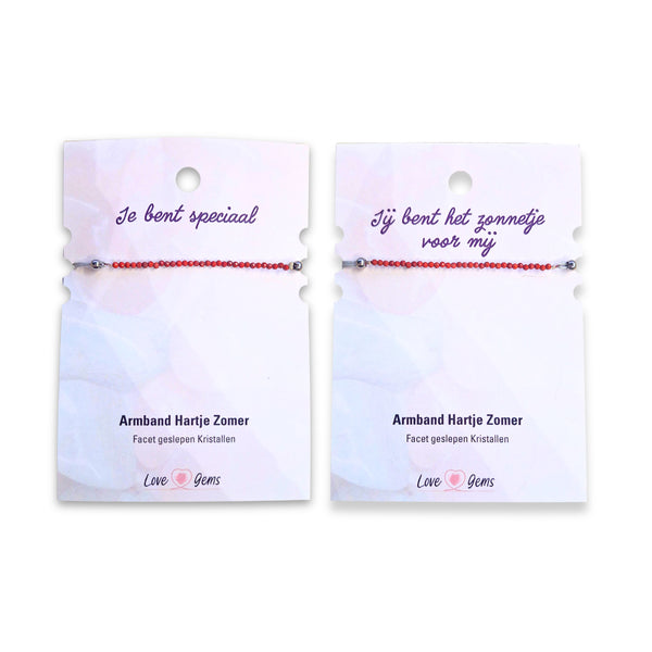 Hartje zomer armband Jaspis rood - Moederdag