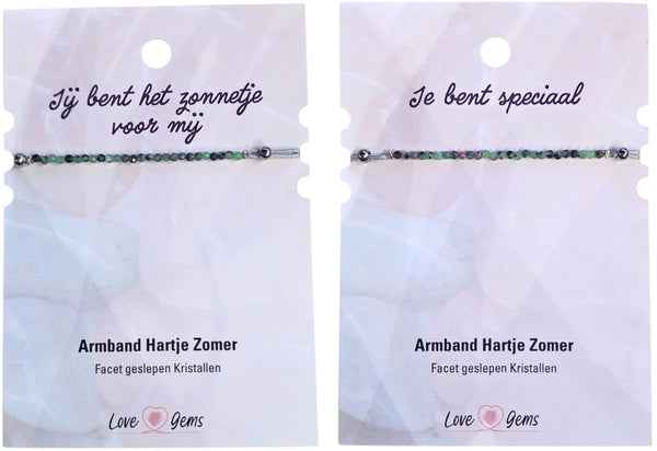 Hartje zomer armband Robijn in Zoisiet - Moederdag