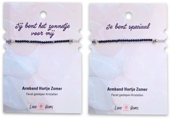Hartje zomer armband Toermalijn zwart - Moederdag