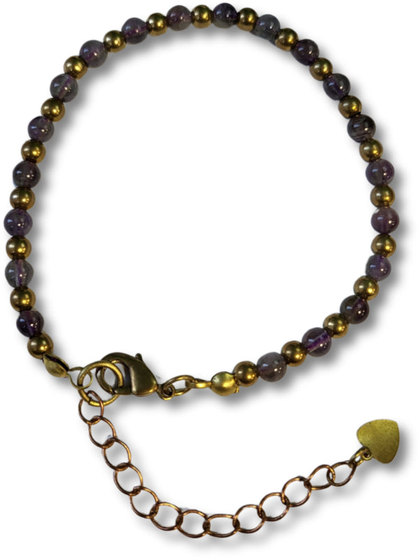 Ibiza love armband Amethist goudkleur