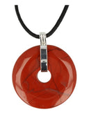 Jaspis rood donuthanger 40 mm aan koord