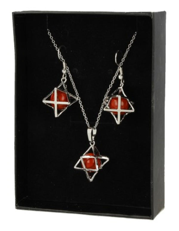 Jaspis rood merkabah sieraden set