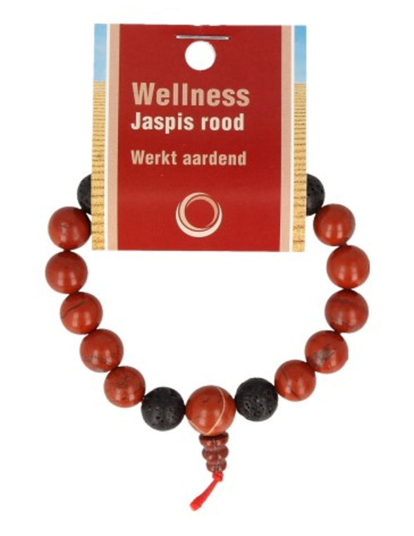 Jaspis rood powerbead mannen armband + kaart 21 cm