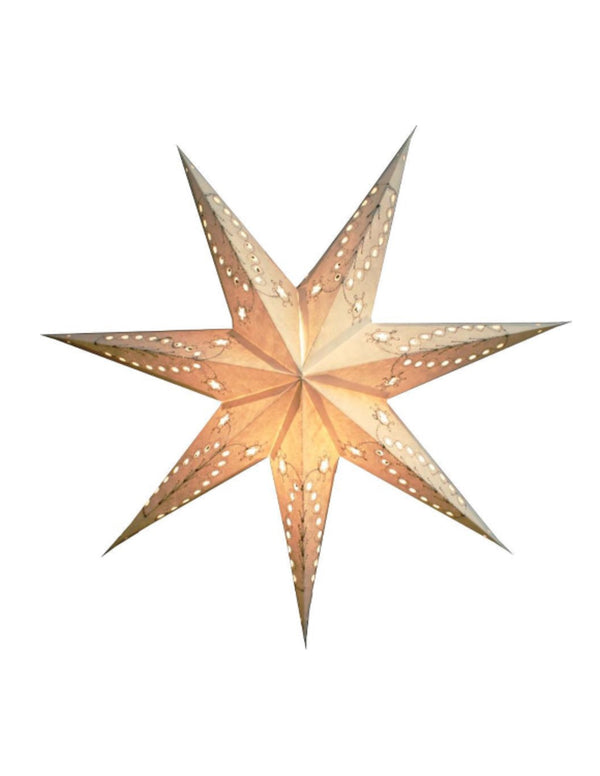 Kerstster met verlichtingsset nr. 35 Geborduurde ster "white arrow" - Ø 60 cm