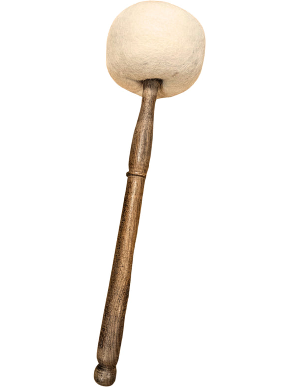 Klankschaal strijkstok witte vilt knots - 32 cm lang