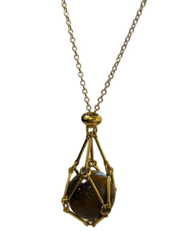 Kooihanger en ketting goudkleur nikkelvrij materiaal steen tot 4 cm