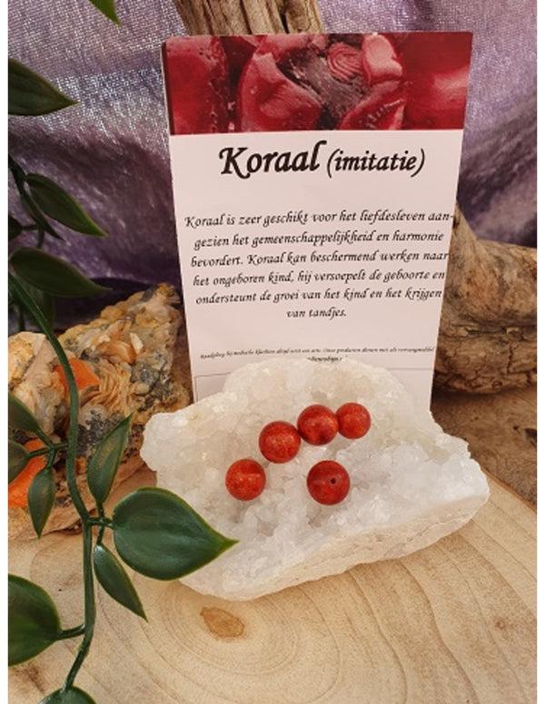 Edelsteen Kralen Koraal (imitatie) - 5 stuks (9 mm)