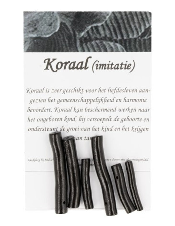 Edelsteen Kralen – Koraal Zwart Staafje (imitatie) – 6 stuks