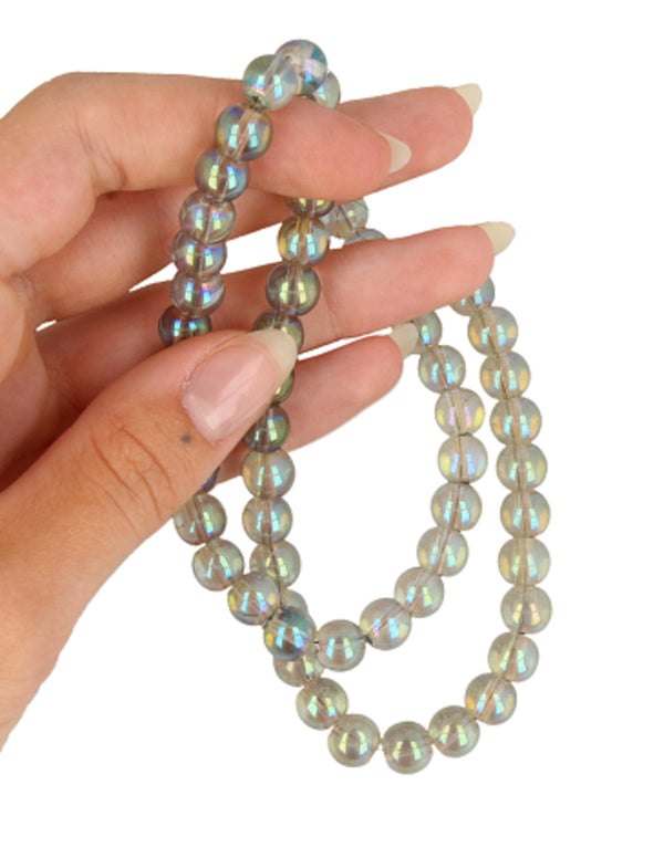 Lichte Aqua Aura Edelsteen Streng Bergkristal met Goud 55 Kralen