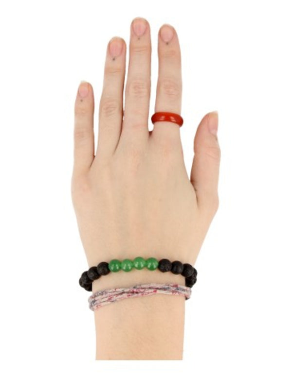 Lavasteen Kralenarmband met Groene Aventurijn Kraaltjes