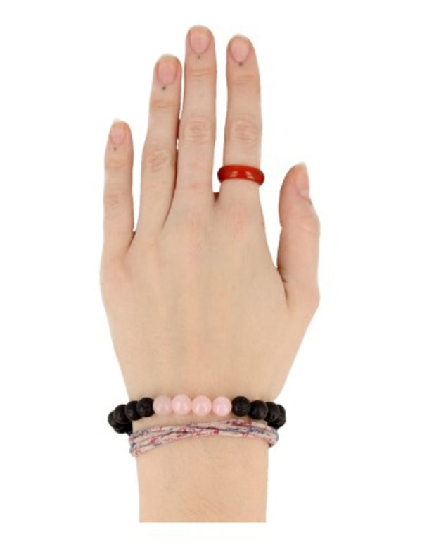 Lavasteen Kralenarmband met Roze Kwarts voor Liefde en Creativiteit
