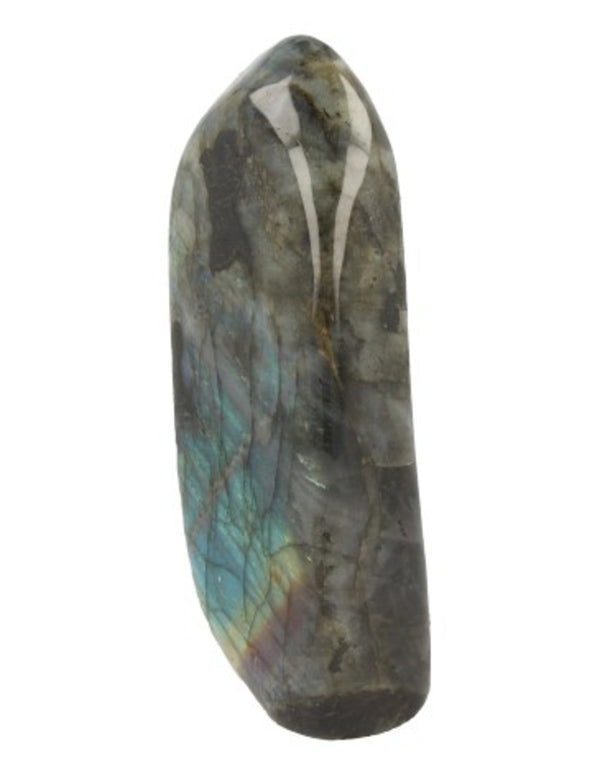 Labradoriet sculptuur Madagaskar gepolijst blauw gele paarse gloed