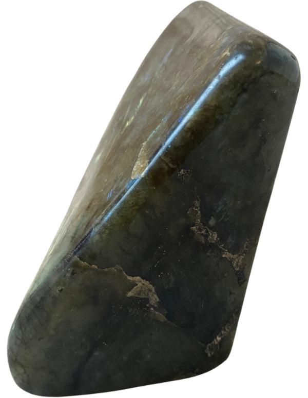 Labradoriet Sculptuur Madagaskar Mystieke Edelsteen Decoratie Blauwgroene Glans