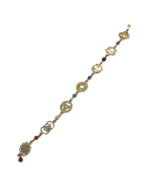 Goudkleurige chakra hanger met edelsteen accenten