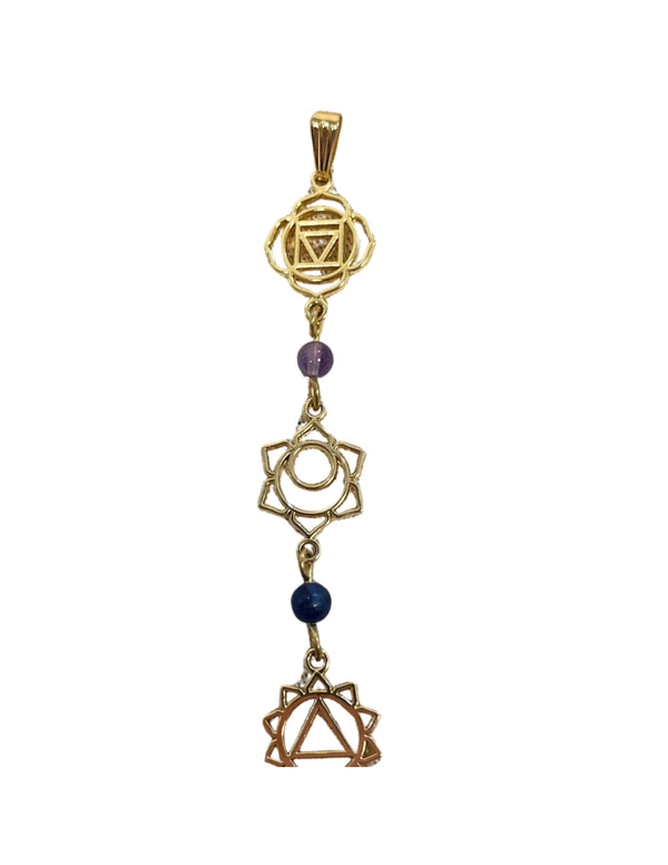 Goudkleurige chakra hanger met edelsteen accenten