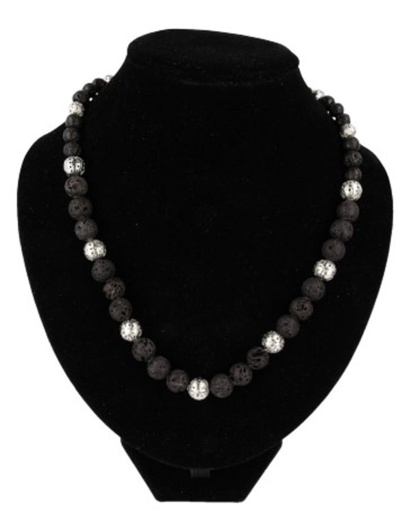 Lavasteen ketting 10 mm met tussenkraal