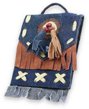 Leren Tasje Indianen style - donkerblauw - met franjes