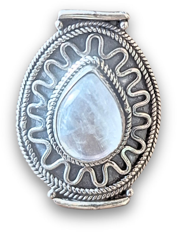 Maansteen regenboog boho ring zilver nr.19 - maat 19