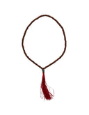 Mala ketting Rhudraksha boeddha hoofd rode kwast 25 cm