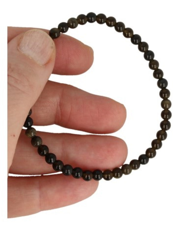 Edelsteen Armband Obsidiaan - Goud - 4mm