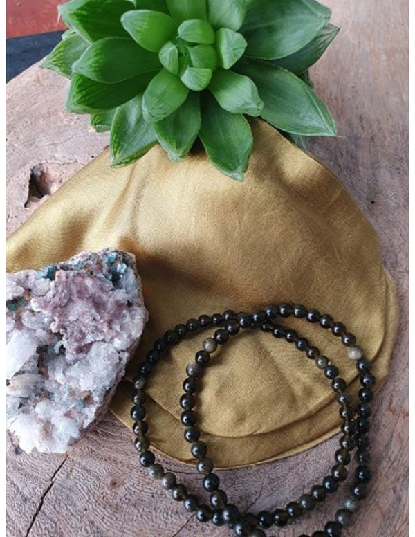 Edelsteen Armband Obsidiaan - Goud - 4mm