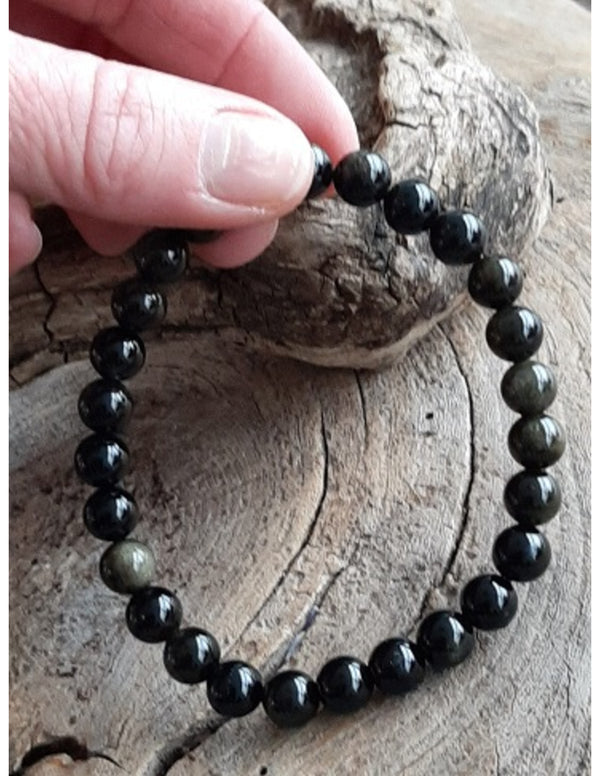 Edelsteen Armband Obsidiaan – Goud – 8 mm