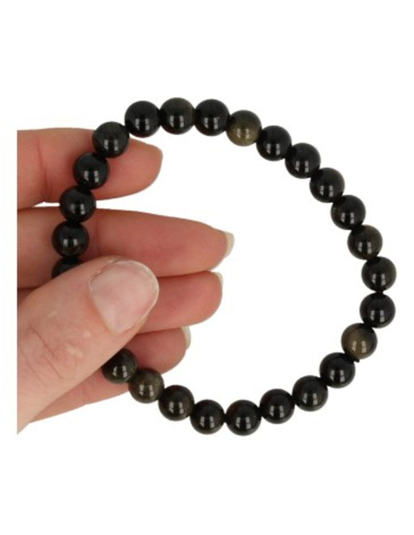 Edelsteen Armband Obsidiaan – Goud – 8 mm