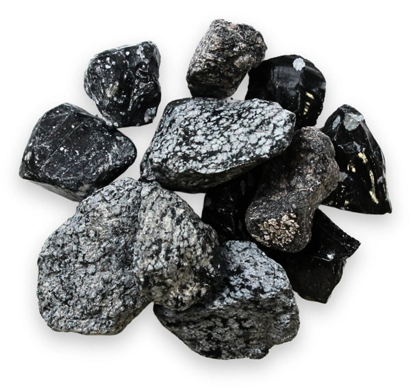 Obsidiaan sneeuwvlok 250 gr. ruwe brokjes