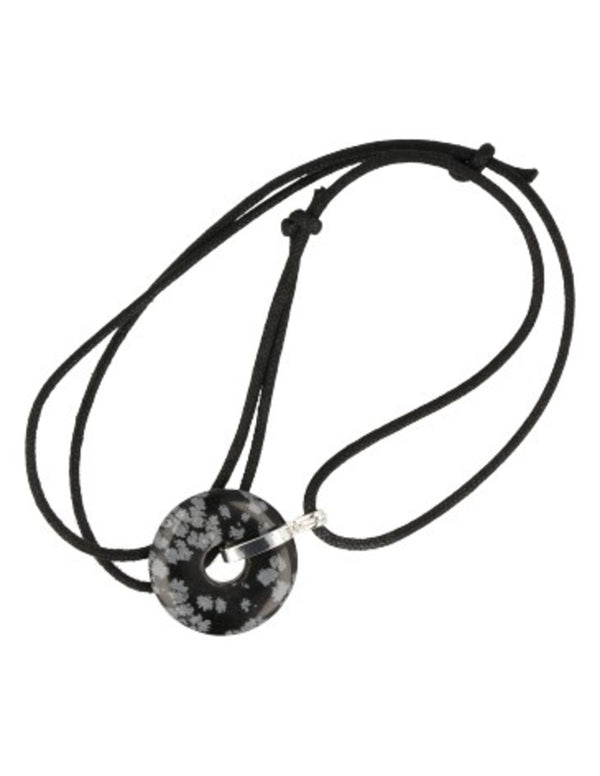 Donuthanger Obsidiaan Sneeuwvlok aan Koord (30 mm)