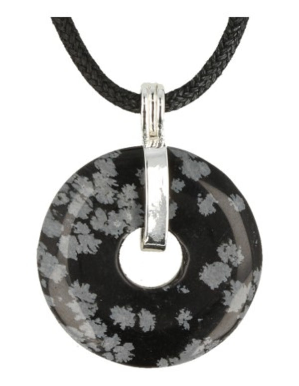Donuthanger Obsidiaan Sneeuwvlok aan Koord (30 mm)