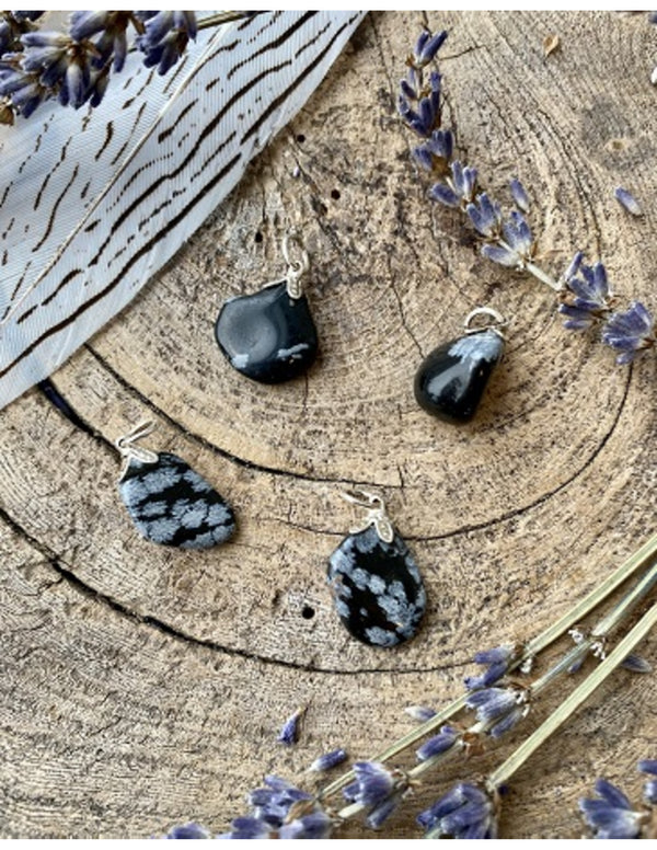 Edelsteen Hanger Obsidiaan Sneeuwvlok