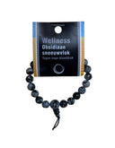 Obsidiaan sneeuwvlok powerbead armband + kaart