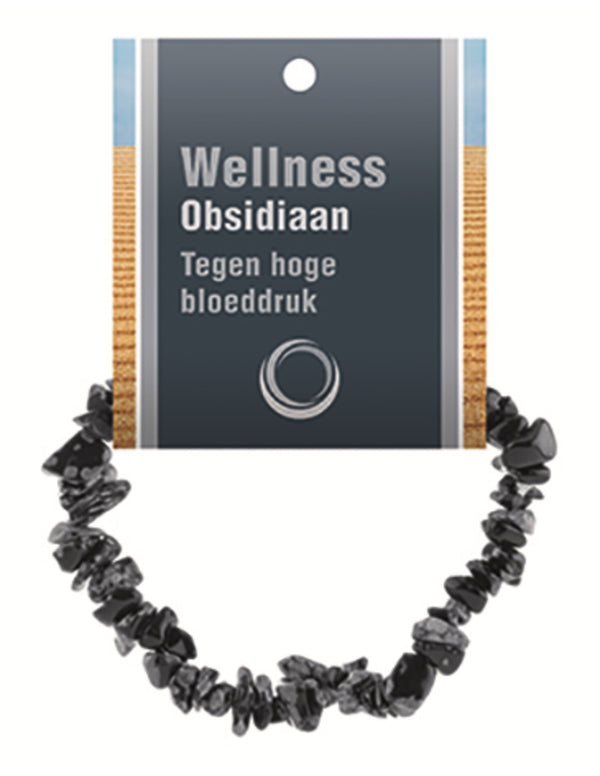 Obsidiaan sneeuwvlok splitarmband + kaart
