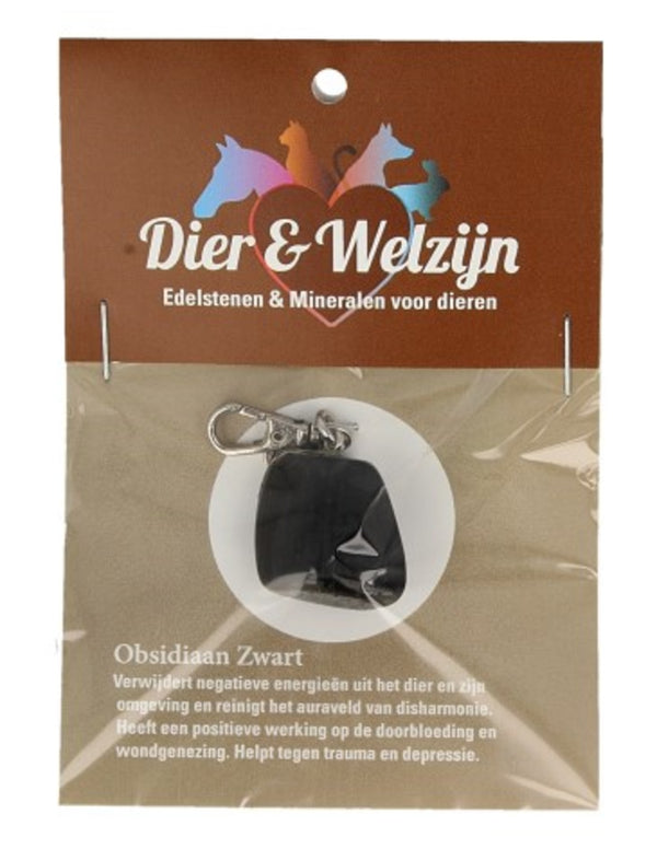 Obsidiaan zwart halsband hanger Dier & Welzijn