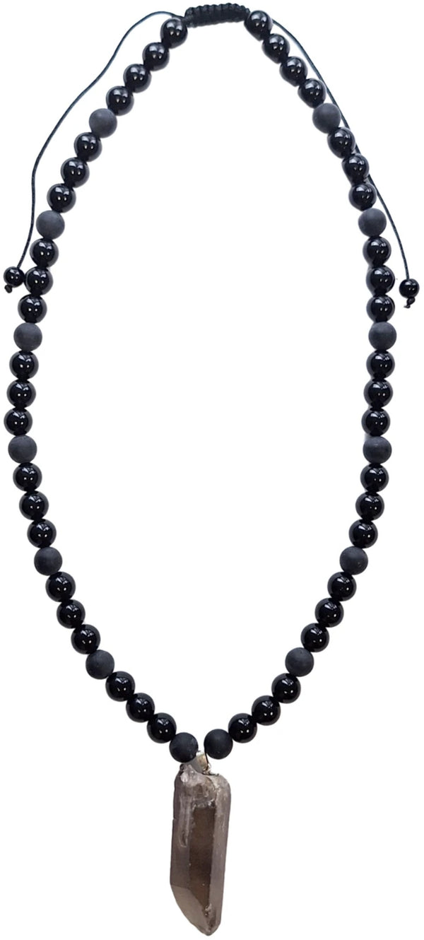 Ruwe Edelsteen Hanger Rookkwarts Kralenketting Obsidiaan