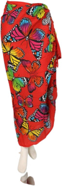 Om Namaste Sarong - 321 - vlinders - rood