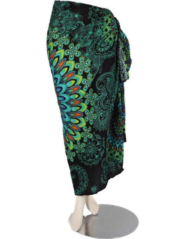Om Namaste Sarong - 427 - Bloemrijke Mandala - donker groen