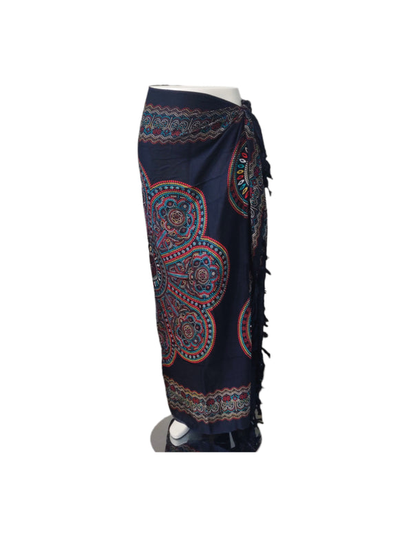 Om Namaste Sarong - 628 - Kleurige Bloem op Zwart