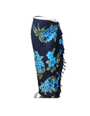 Om Namaste Sarong - 634 - Blauwe Bloemen op Zwart
